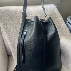 All Saints Black Leather Backpack